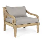 Outdoor teakhouten fauteuil met stoffen kussens, Homemotion - Tatyana Viadurini