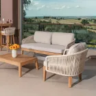 Buitenfauteuil in teak en polyethyleen geweven - Jhon Viadurini