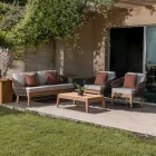 Buitenfauteuil in teak en polyethyleen geweven - Jhon Viadurini