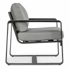 Buitenfauteuil in antracietkleurige stof en aluminium, 2 stuks - Deria Viadurini