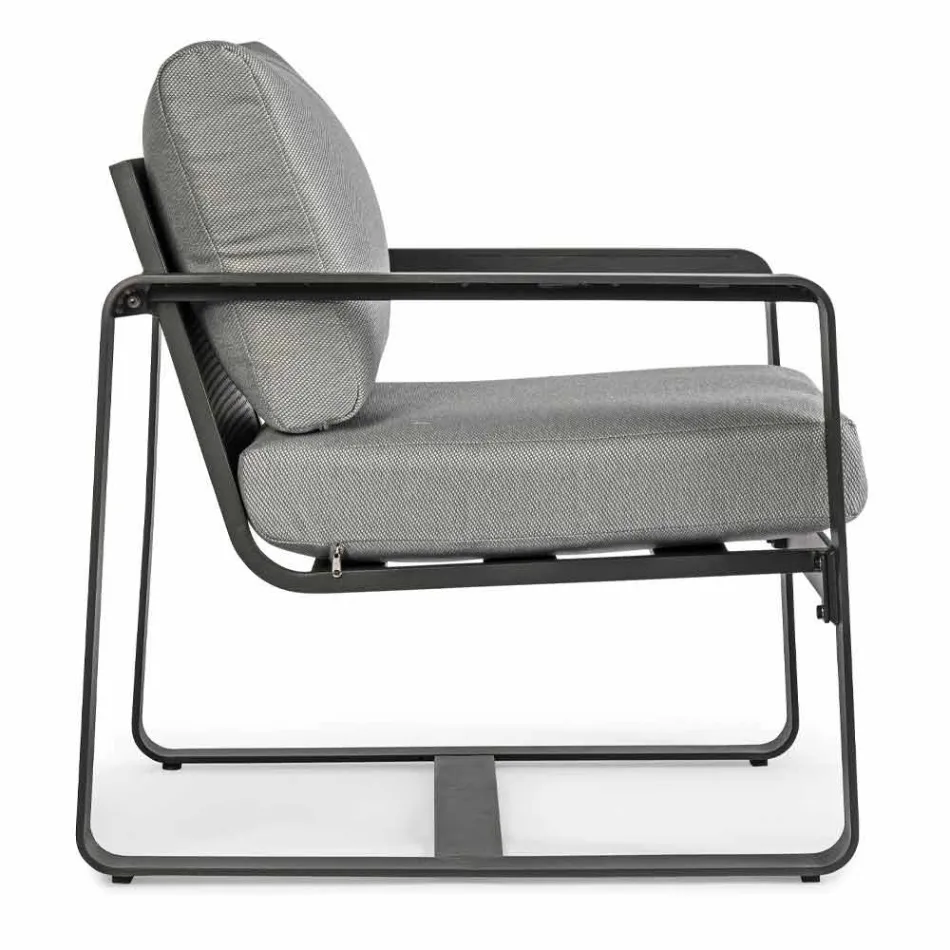 Buitenfauteuil in antracietkleurige stof en aluminium, 2 stuks - Deria Viadurini
