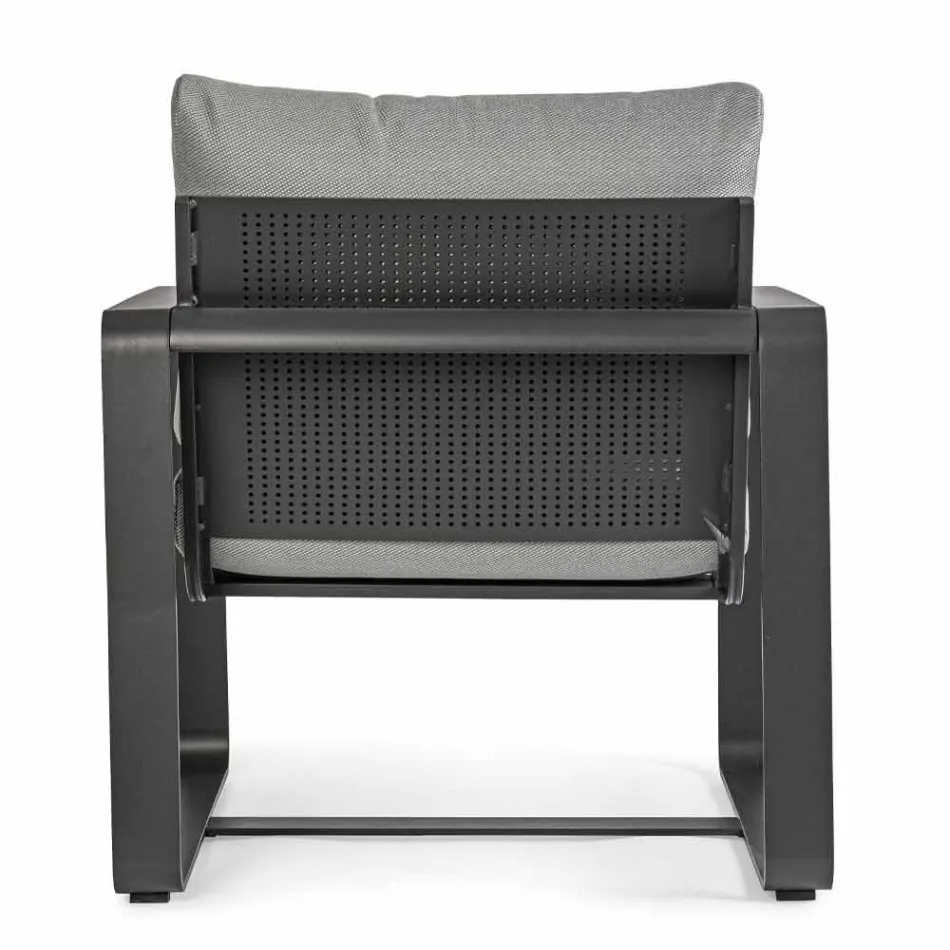 Buitenfauteuil in antracietkleurige stof en aluminium, 2 stuks - Deria Viadurini