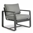 Buitenfauteuil in antracietkleurige stof en aluminium, 2 stuks - Deria Viadurini