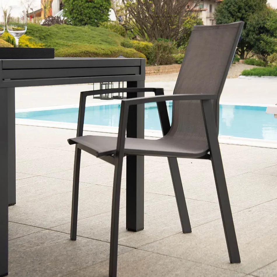 Fauteuil van aluminium en textilene voor buiten - Kaart Viadurini