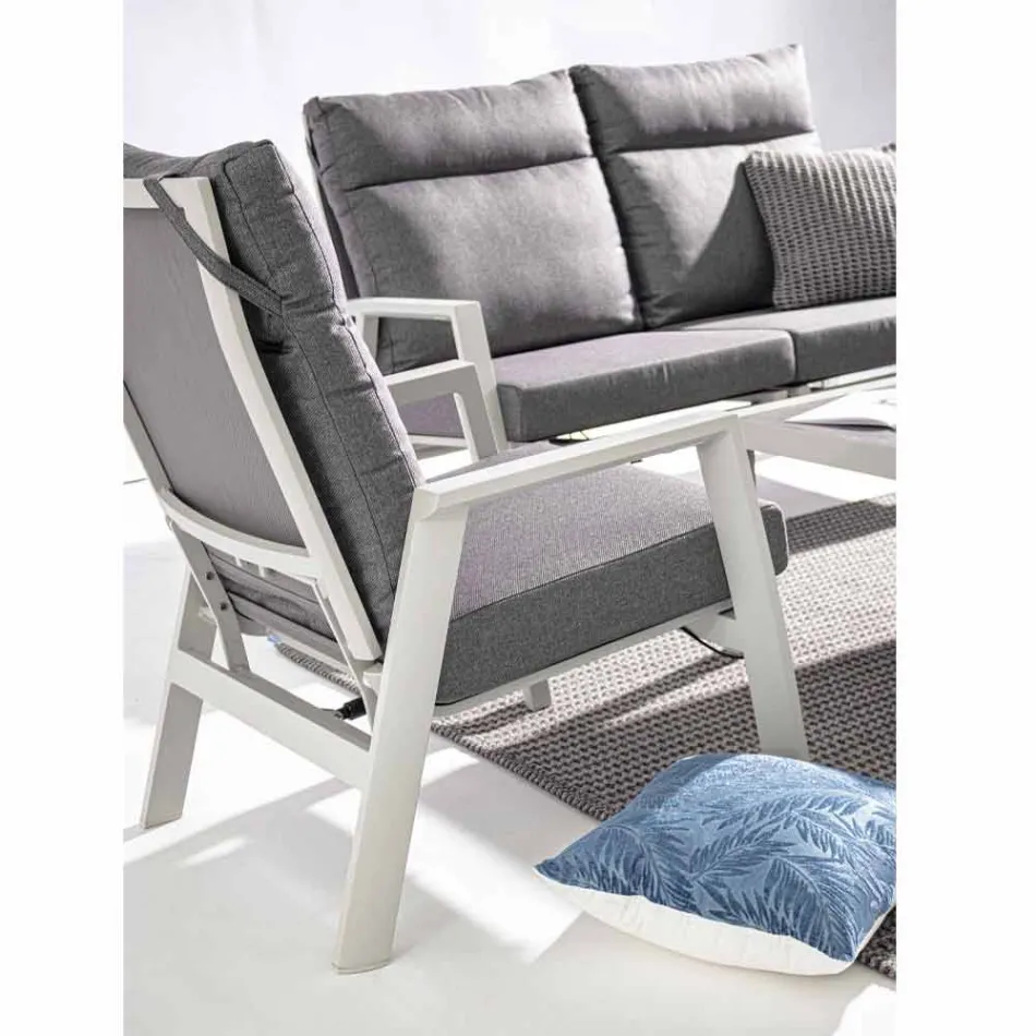 Liggende buitenfauteuil in stof en aluminium, 2 stuks - Nathy Viadurini