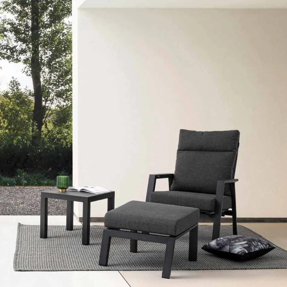 Liggende buitenfauteuil in stof en aluminium, 2 stuks - Nathy Viadurini