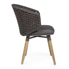 Tuinfauteuil met teakhouten poten en stoffen zitting, Homemotion - Chantall Viadurini