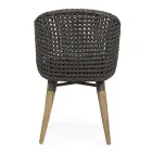 Tuinfauteuil met teakhouten poten en stoffen zitting, Homemotion - Chantall Viadurini