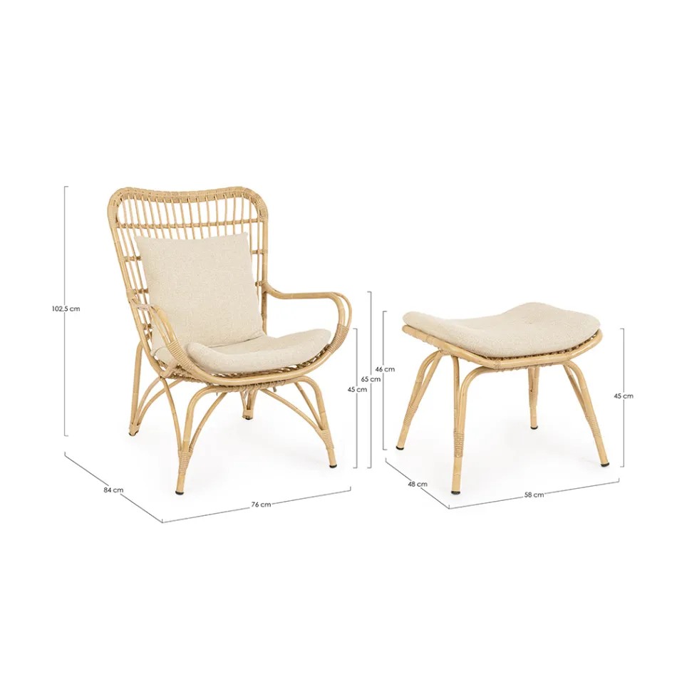 Tuinfauteuil met voetensteun en vlechtwerk van synthetische vezels - Matter Viadurini