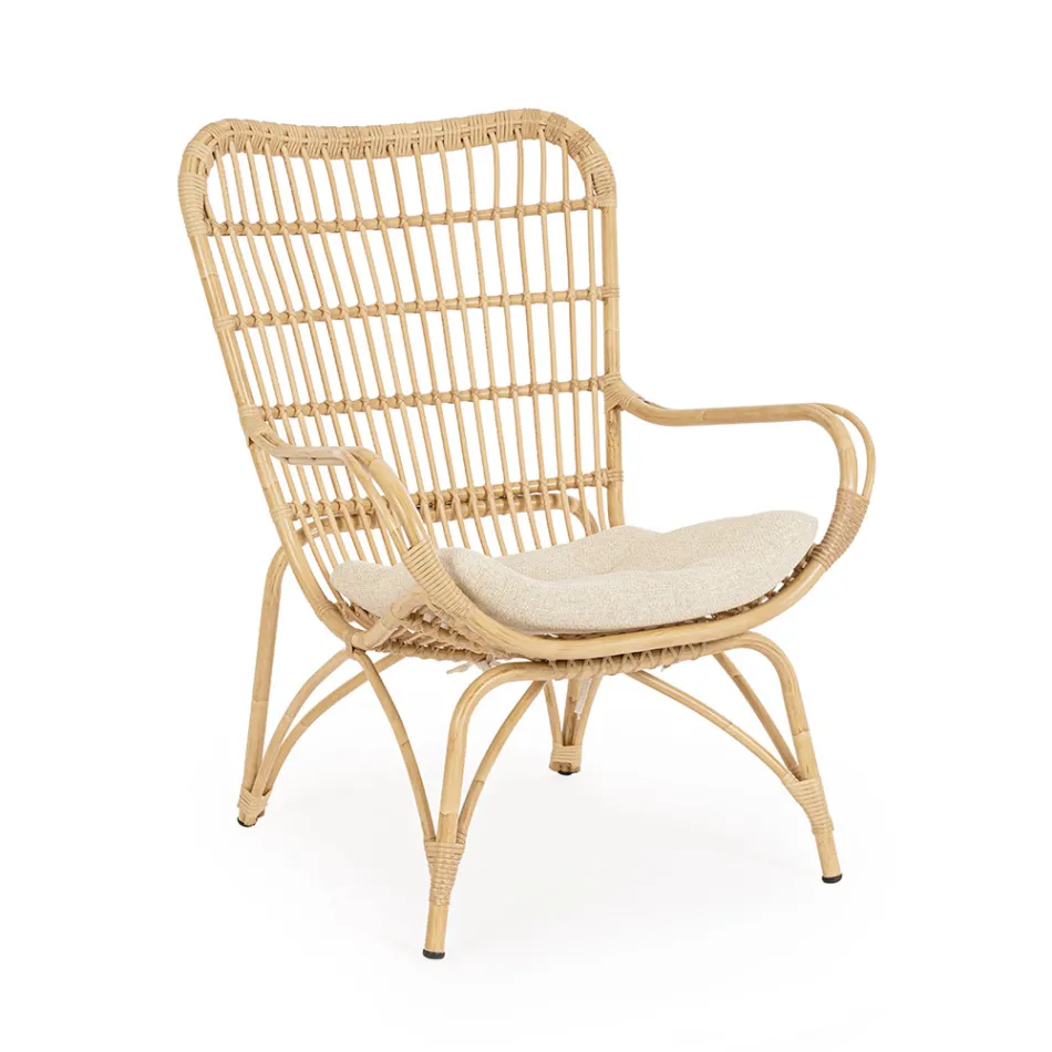 Tuinfauteuil met voetensteun en vlechtwerk van synthetische vezels - Matter Viadurini