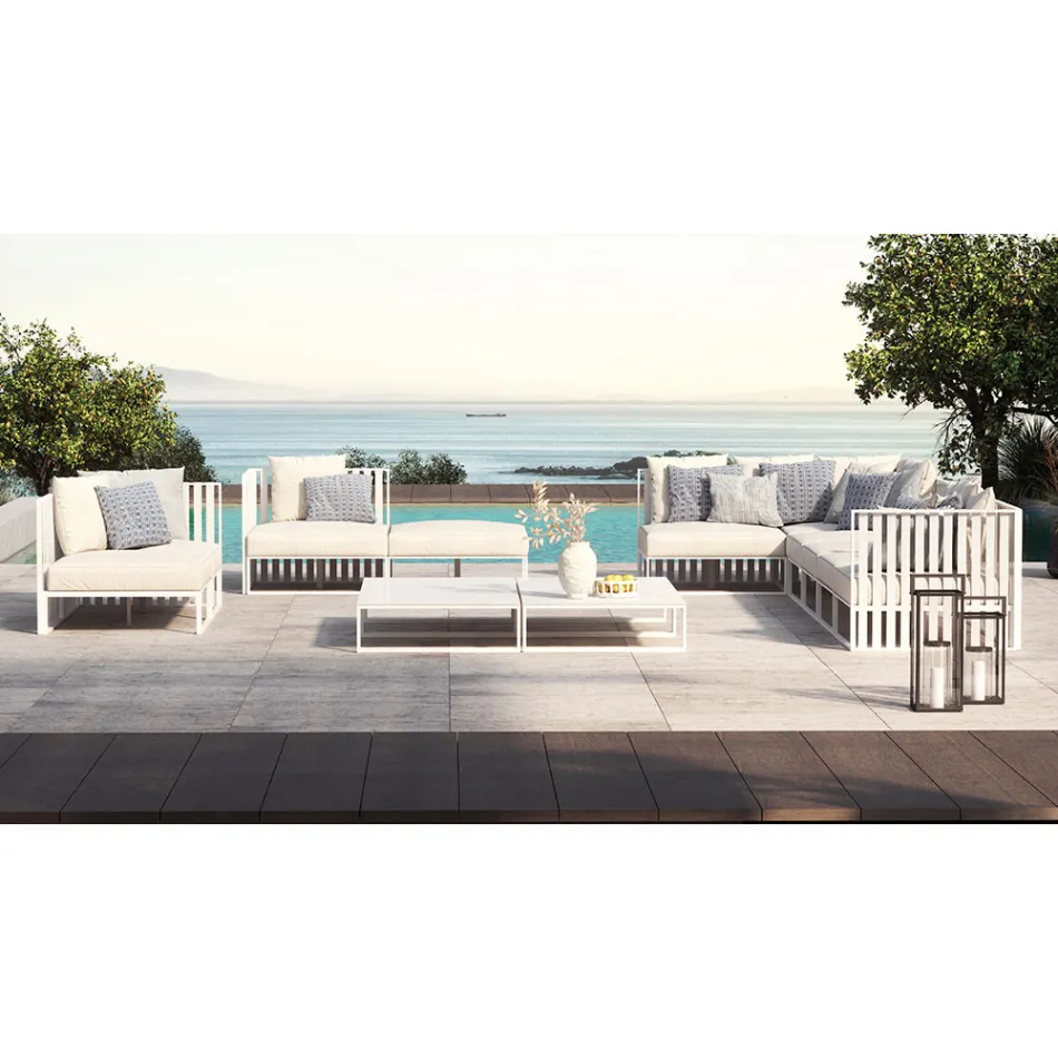 Tuinfauteuil met stoffen zitting en aluminium structuur Made in Italy - Juliediv Viadurini