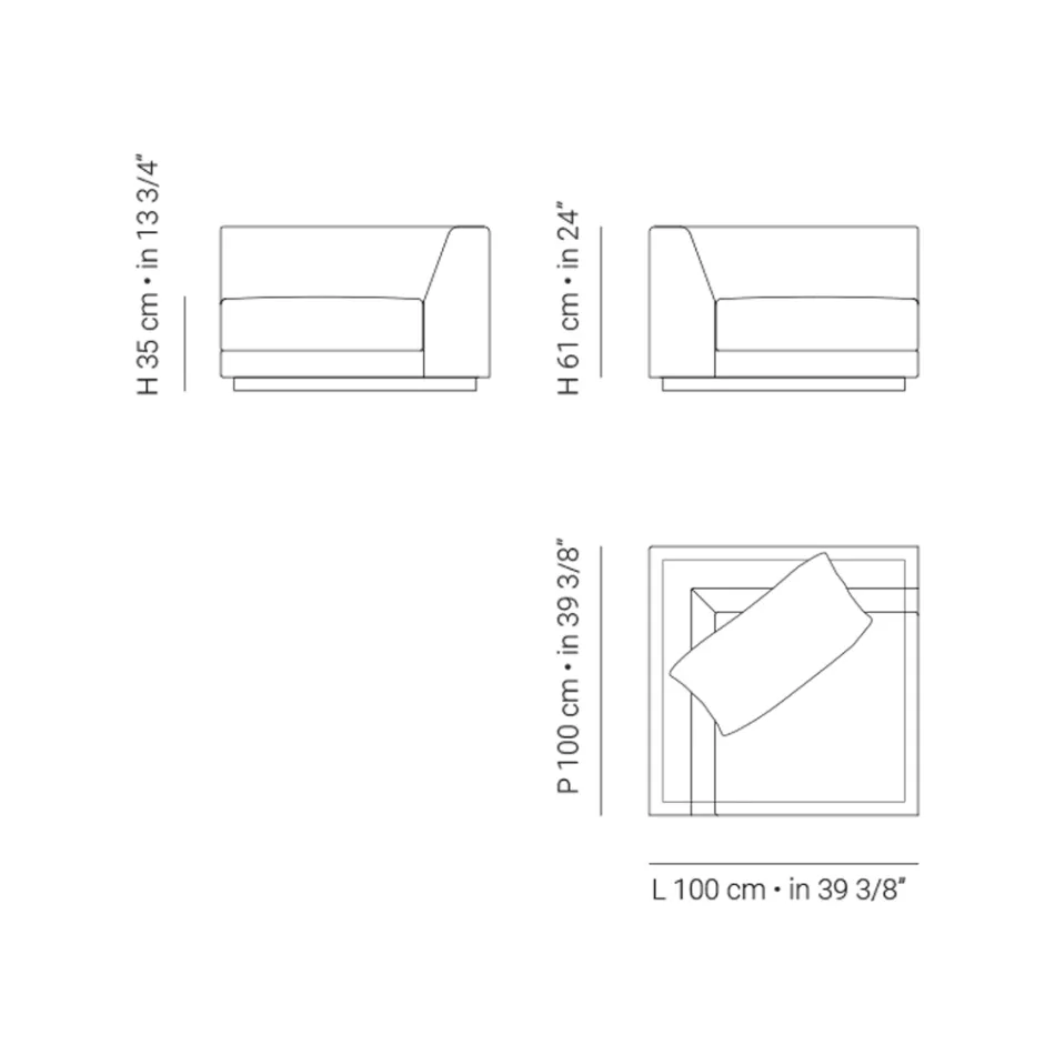 Tuinfauteuil met rechtse hoekstructuur Made in Italy - Rubik Viadurini