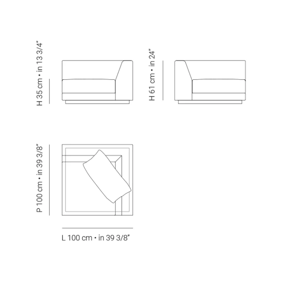 Tuinfauteuil met linkerhoekstructuur Gemaakt in Italië - Rubik Viadurini