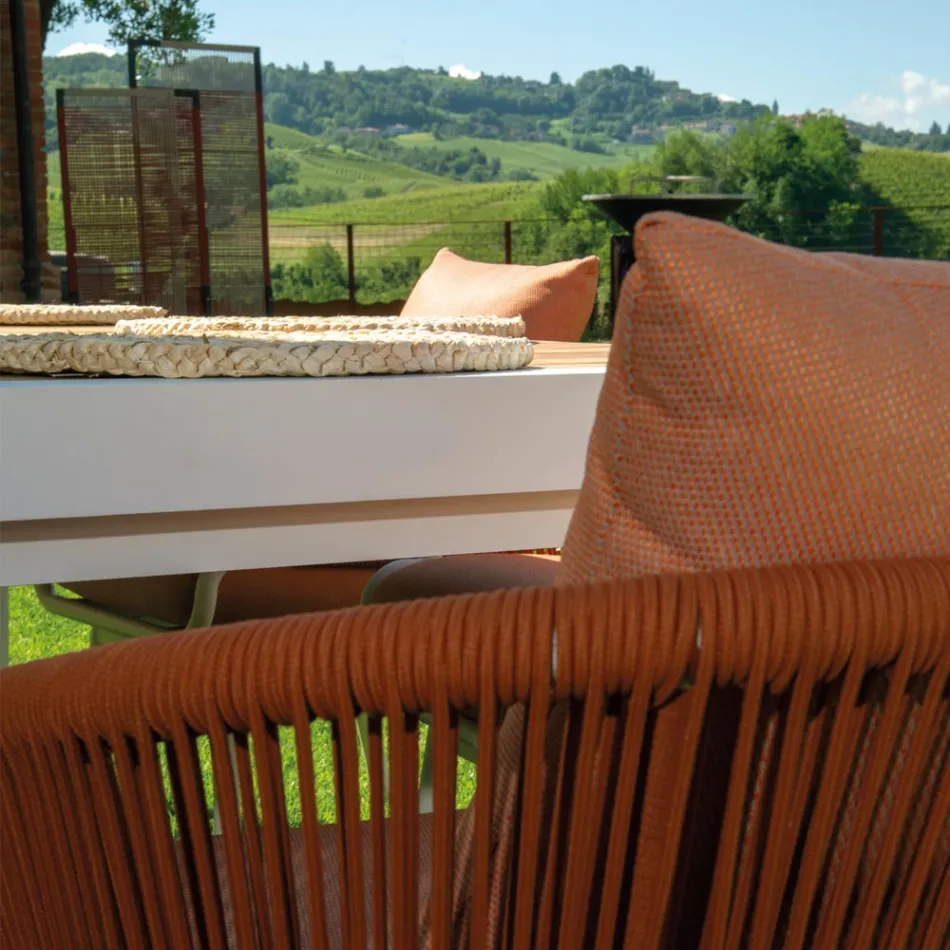 Tuinstoel met aluminium frame en touwen met kussens - Tent Viadurini