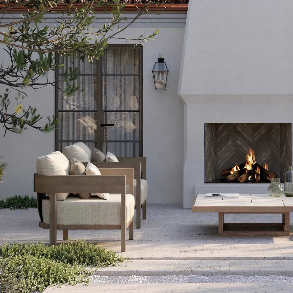 Tuinstoel met teakhouten frame gemaakt in Italië - Briga Viadurini