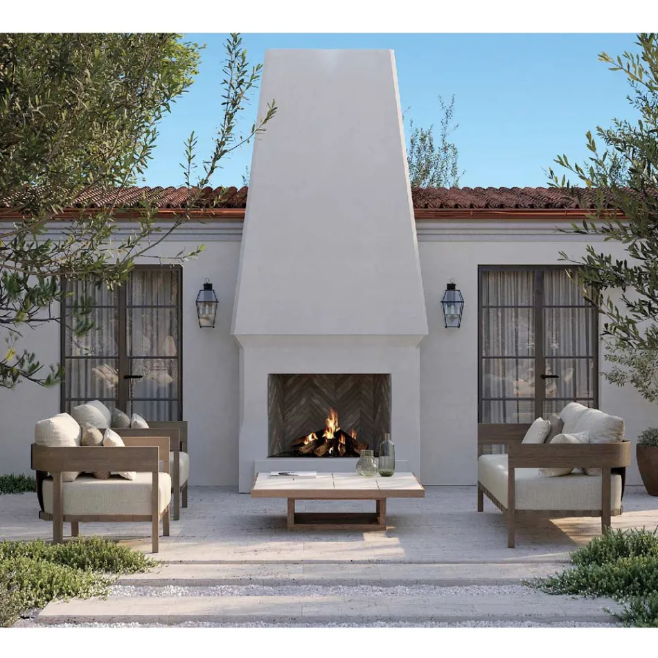 Tuinstoel met teakhouten frame gemaakt in Italië - Briga Viadurini