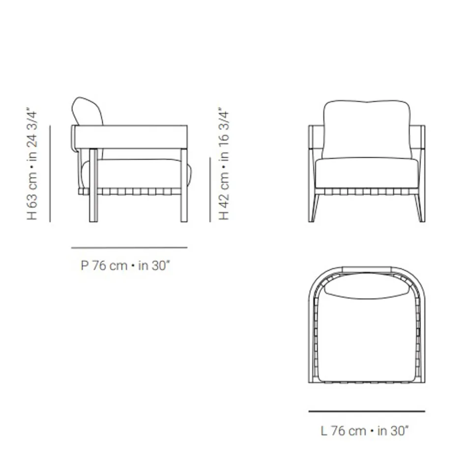 Tuinstoel met teakhouten frame gemaakt in Italië - Briga Viadurini