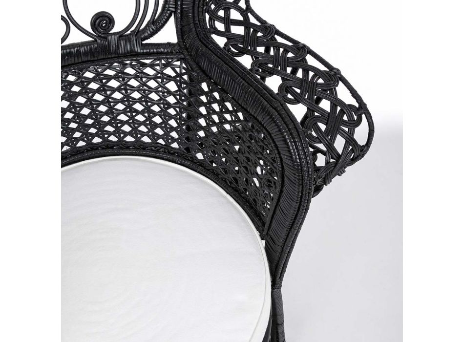 Luxe design buitentuinfauteuil in zwart rotan - Serafino Viadurini