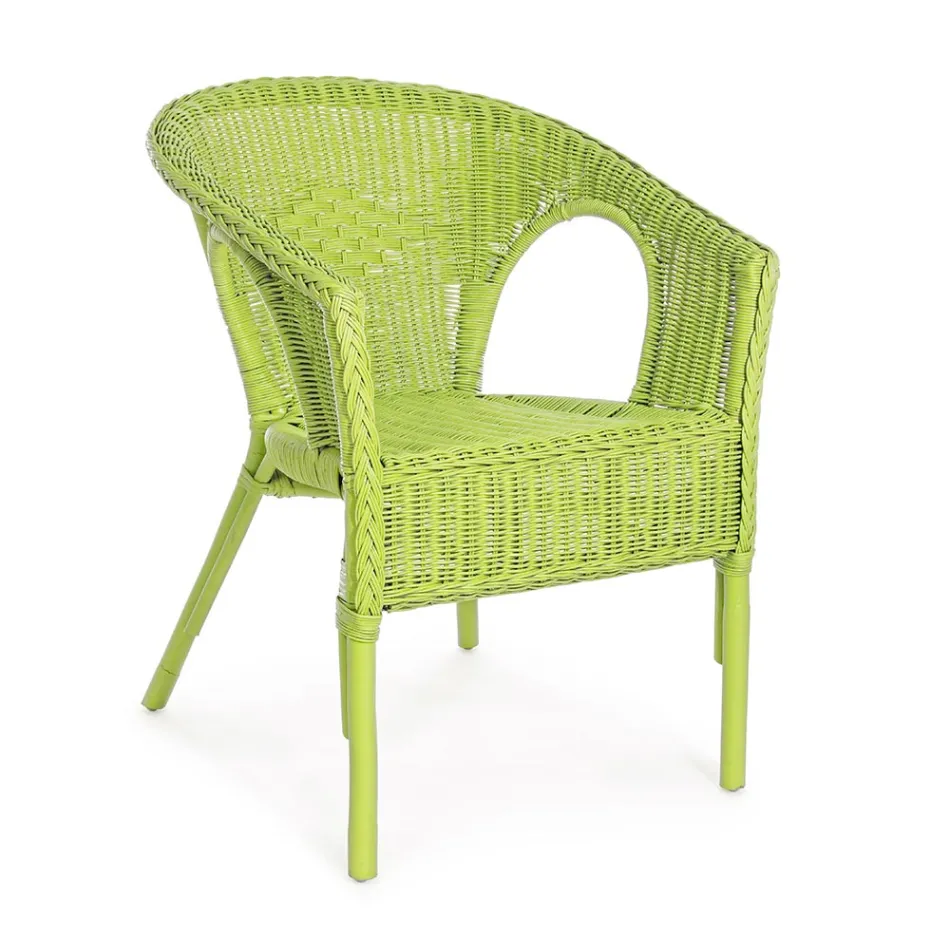 Stapelbare design tuinfauteuil in wit, blauw of groen rotan - Favolizia Viadurini