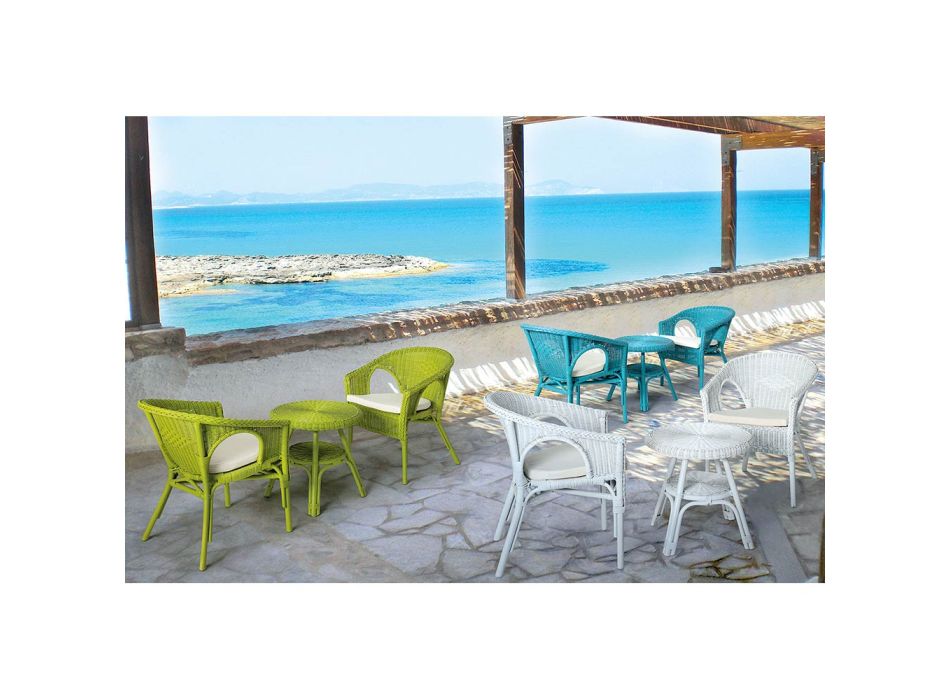 Stapelbare design tuinfauteuil in wit, blauw of groen rotan - Favolizia Viadurini