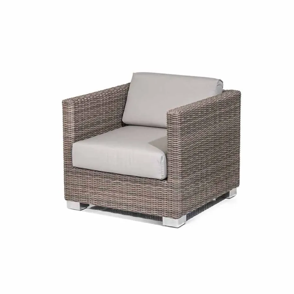 Fauteuil met de hand geweven tuinontwerp Elsa Viadurini