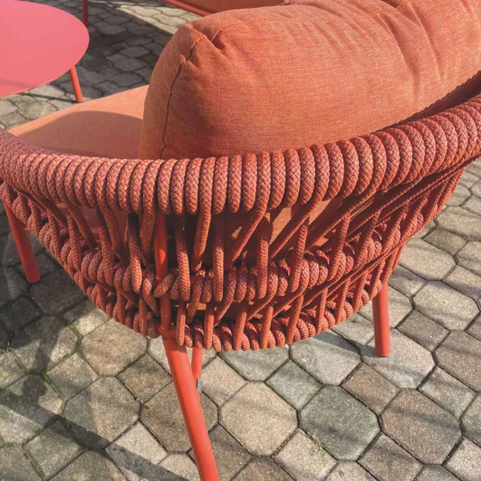 Tuinstoel van aluminium, touw en marsala of witte stof - Brise Viadurini