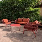 Tuinstoel van aluminium, touw en marsala of witte stof - Brise Viadurini