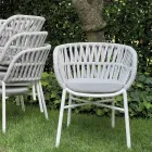 Tuinstoel van aluminium, touw en marsala of witte stof - Brise Viadurini