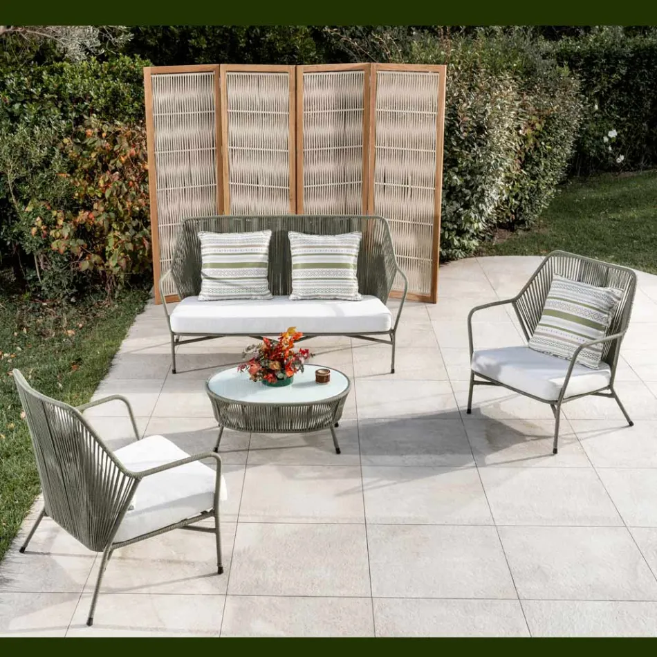 Tuinfauteuil van aluminium en touwweefsel - Asteria Viadurini