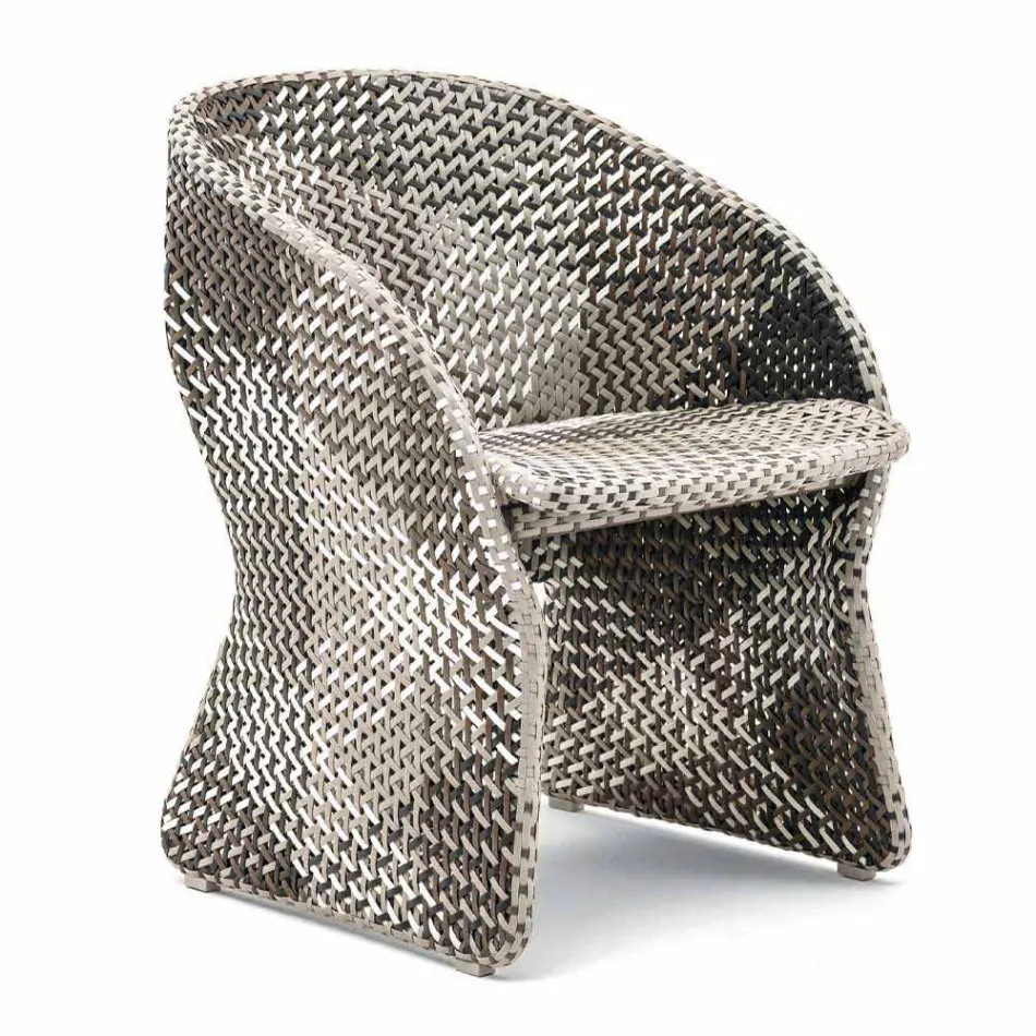 Tuinfauteuil in gekleurde gevlochten synthetische vezels - Maat van Varaschin Viadurini