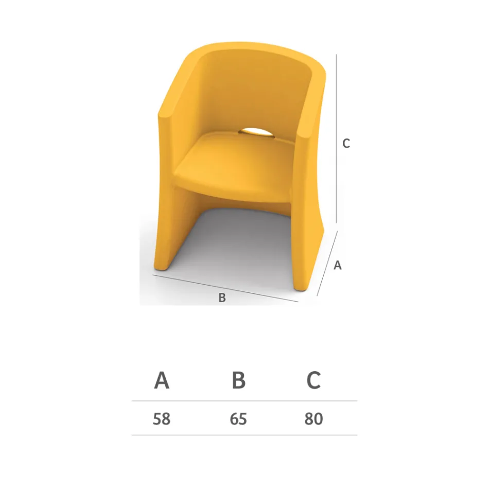 Tuinfauteuil in polyethyleen met armleuningen Made in Italy - Perez Viadurini
