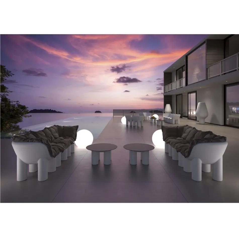 Tuinfauteuil in polyethyleen en stof gemaakt in Italië - Freccia Viadurini