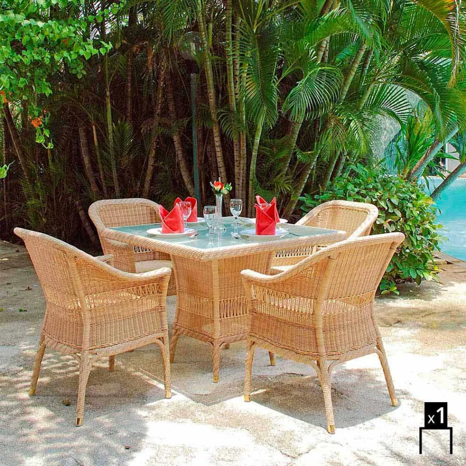 Polyethyleen Garden fauteuil met de hand geweven Tsjaad Viadurini