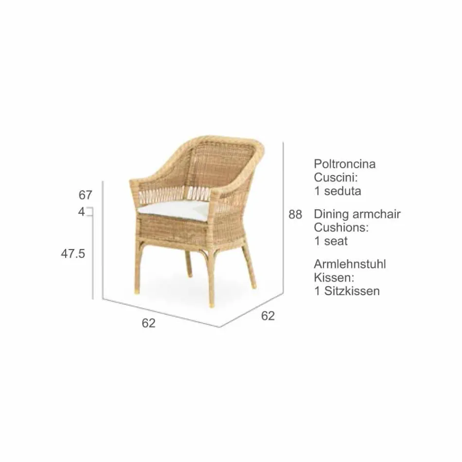 Polyethyleen Garden fauteuil met de hand geweven Tsjaad Viadurini
