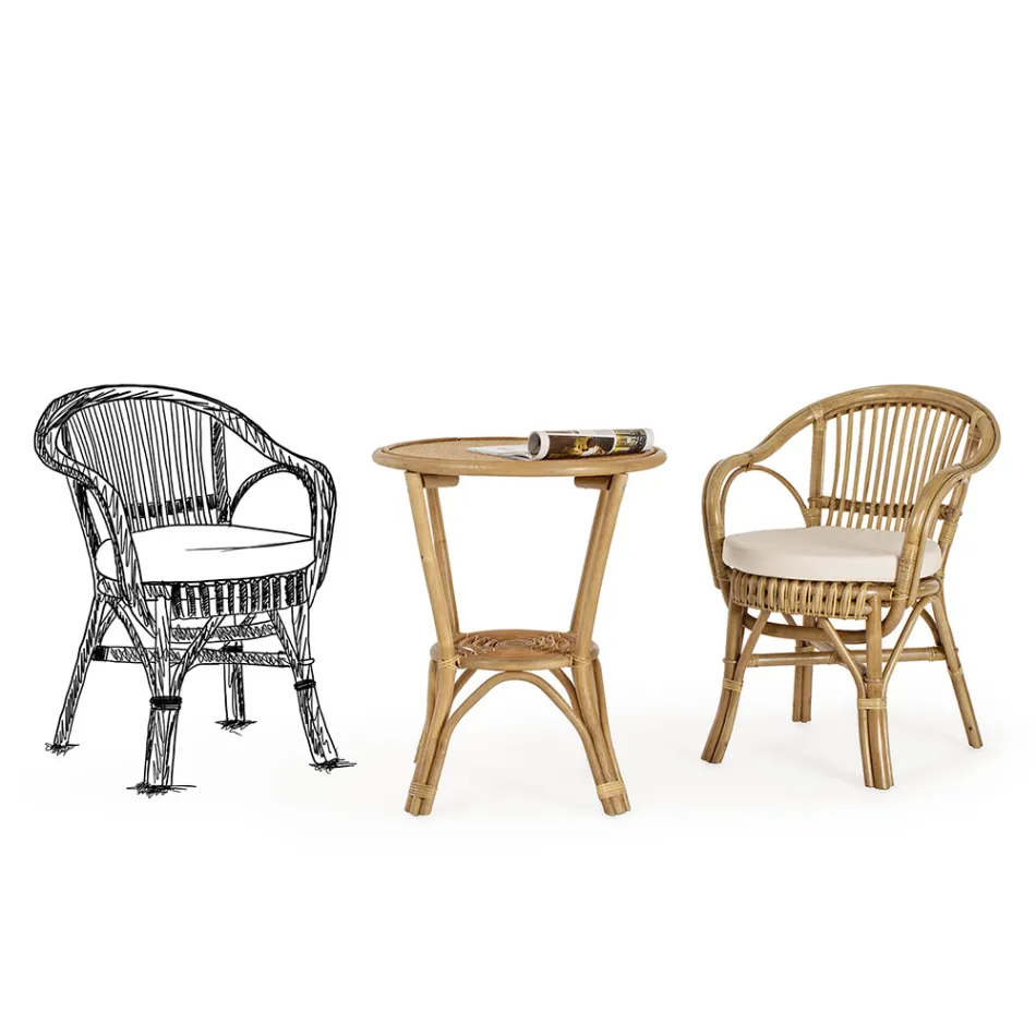 Tuinfauteuil in natuurlijk rotanontwerp voor buiten - Sporalizia Viadurini