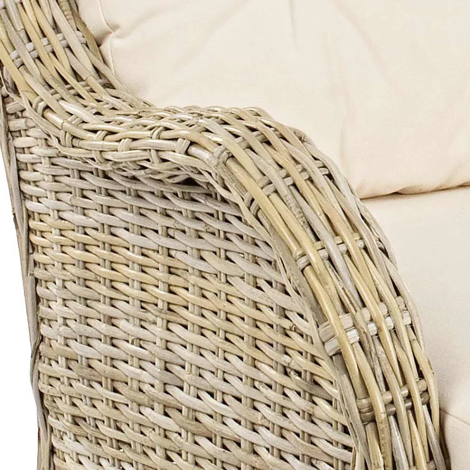 Tuinfauteuil van natuurlijk rotan voor buiten met kussens - Supreme Viadurini