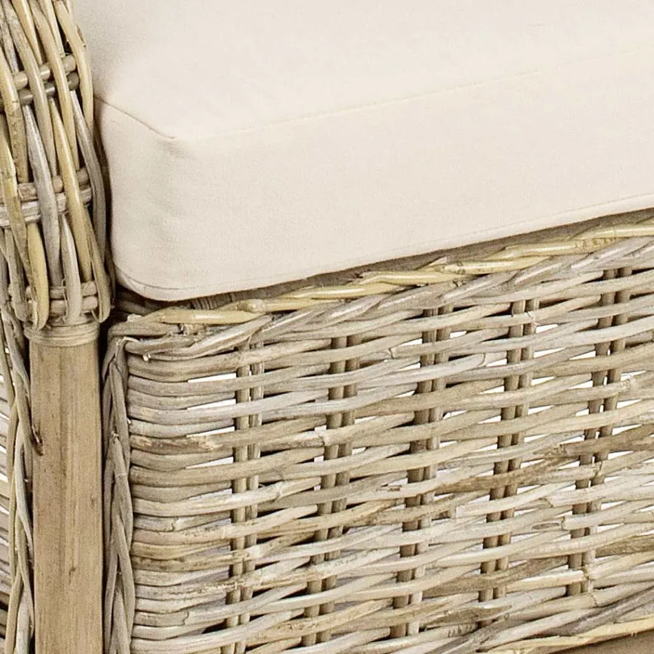 Tuinfauteuil van natuurlijk rotan voor buiten met kussens - Supreme Viadurini