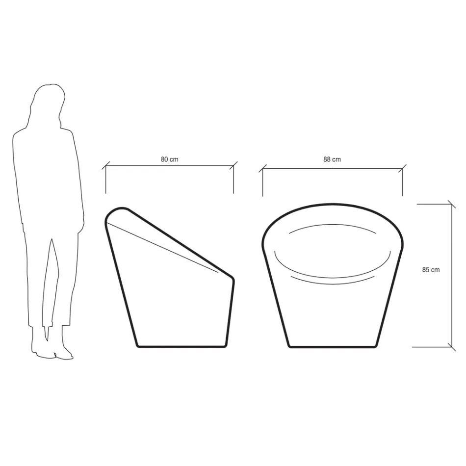 Tuinfauteuil in fluo en gekleurd polyethyleen Made in Italy - Colores Viadurini