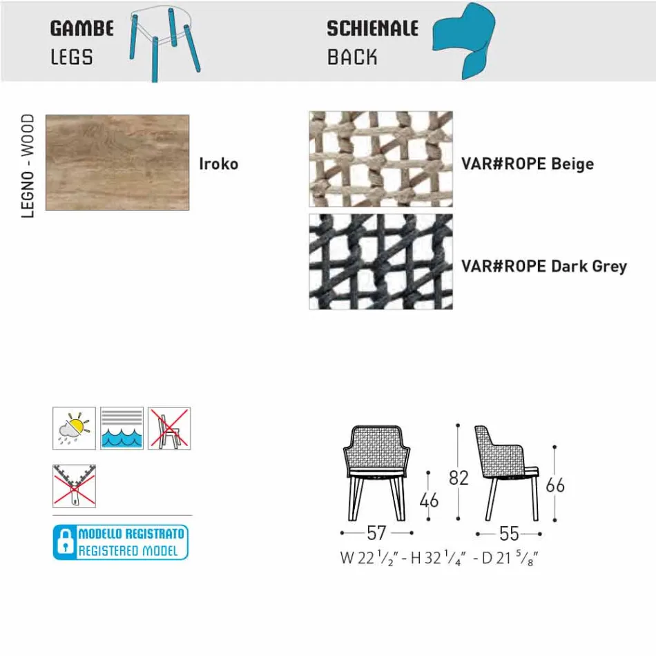 Moderne Varaschin Emma tuinfauteuil in massief iroko hout Viadurini