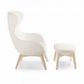 Woonkamer fauteuil met voetsteun in leer en hout Made in Italy - Butterfly