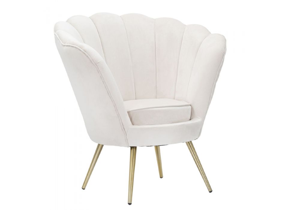 Design woonkamer fauteuil in fluweel met gouden ijzeren poten - Annina Viadurini