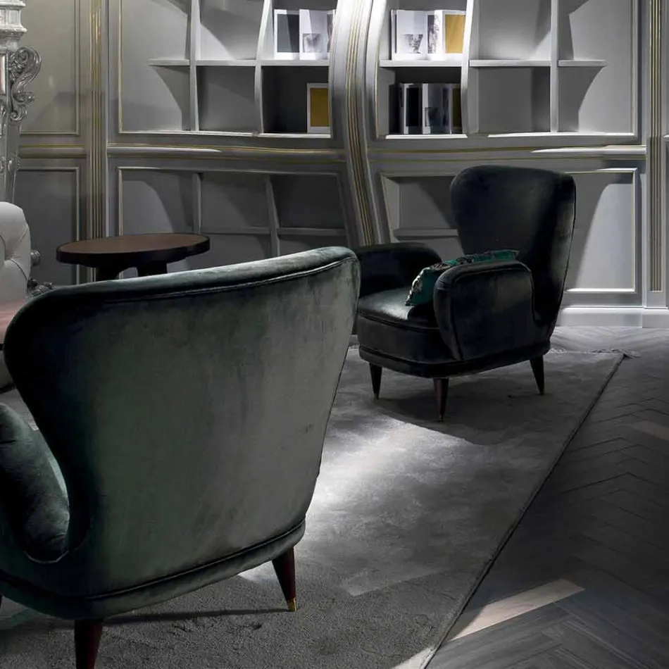 Padded stoel klassiek design lounge L78xP75cm, Benny Viadurini