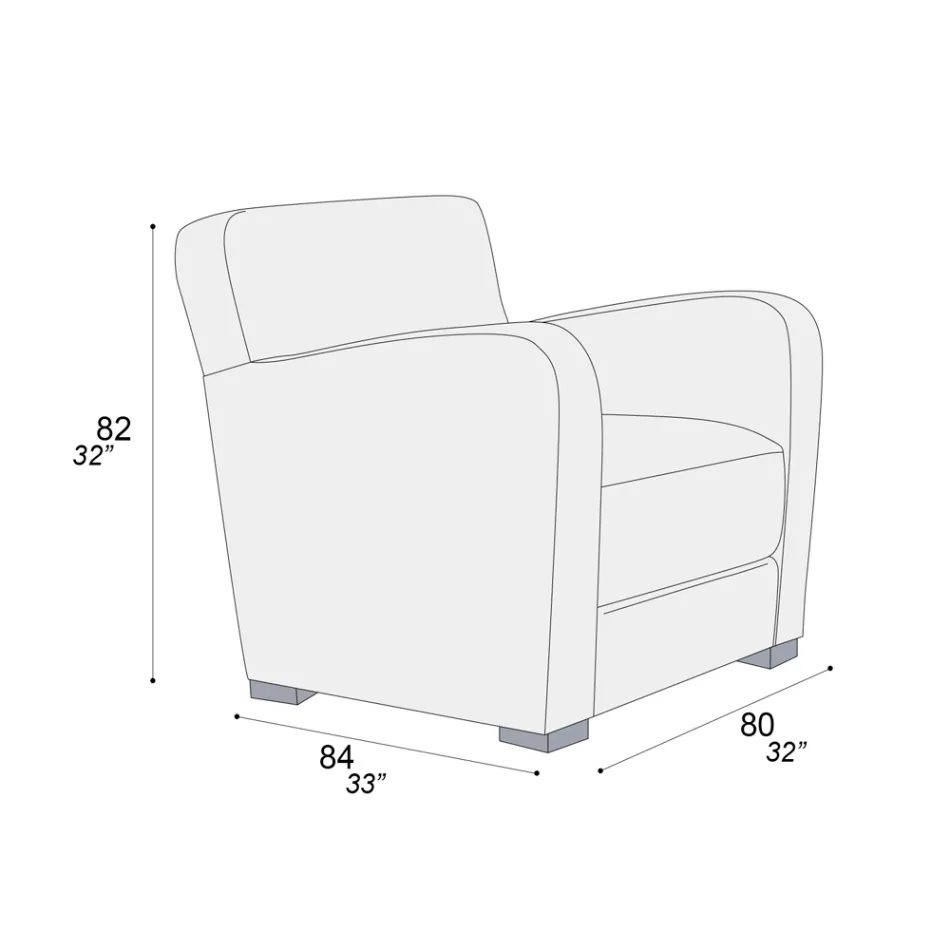 Woonkamerfauteuil van hout, leer en metaal Made in Italy - Burlesco Viadurini