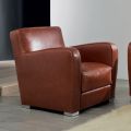 Woonkamerfauteuil van hout, leer en metaal Made in Italy - Burlesco