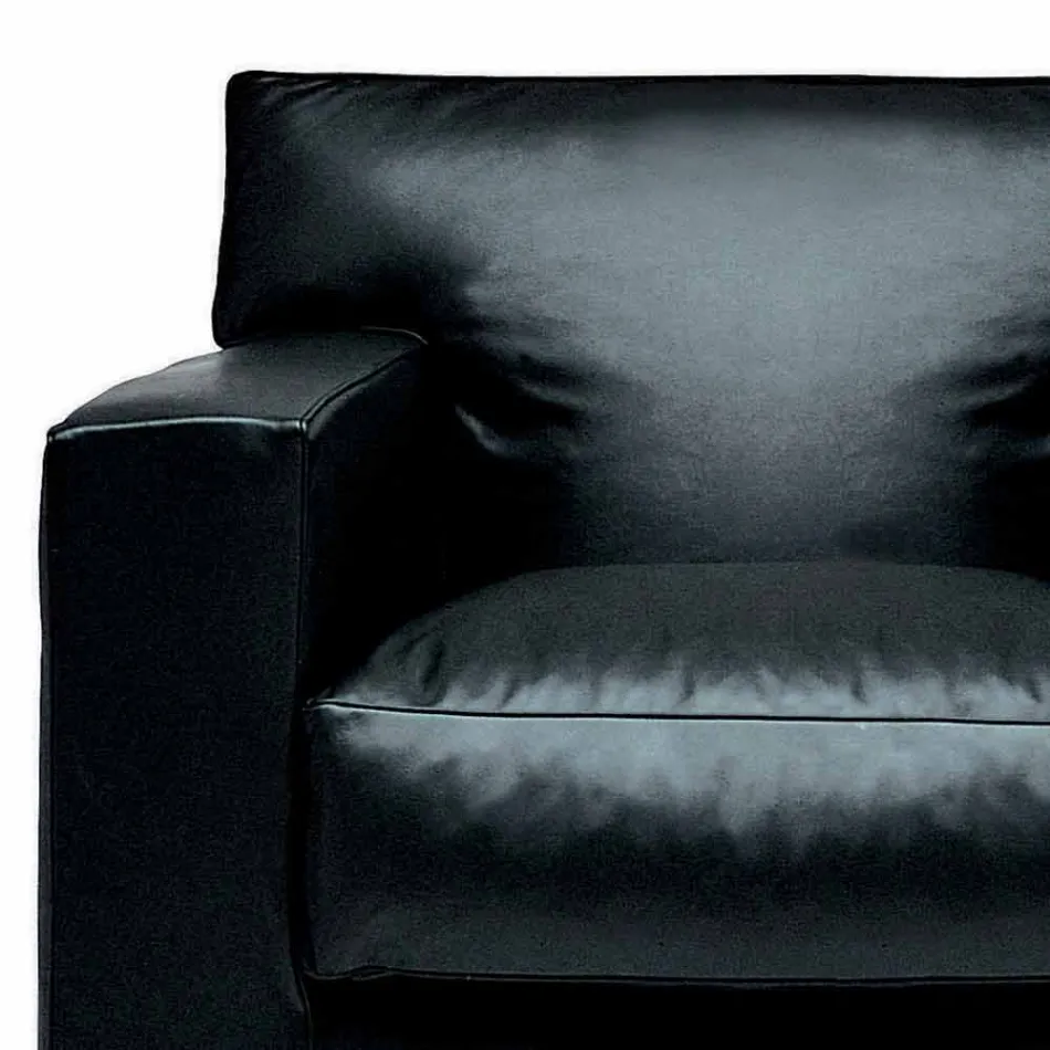 Leren fauteuil met walnoot poten Made in Italy - Alessandria Viadurini
