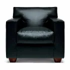Leren fauteuil met walnoot poten Made in Italy - Alessandria Viadurini