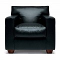 Leren fauteuil met walnoot poten Made in Italy - Alessandria