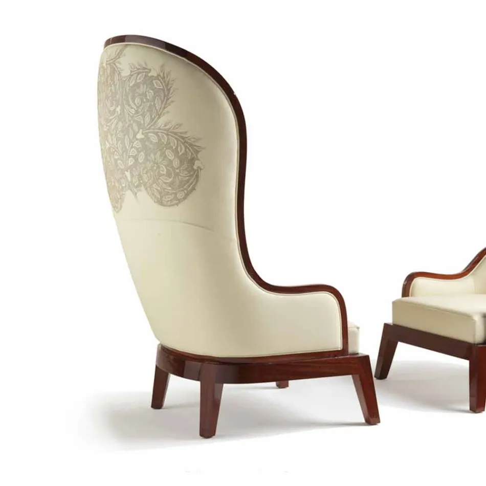 Comfortabele fauteuil leer laser decoratie, made in Italy, Eli Viadurini