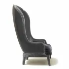 Lederen fauteuil en zwart haar Eli, luxe klassiek design Viadurini