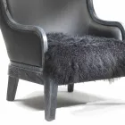 Lederen fauteuil en zwart haar Eli, luxe klassiek design Viadurini